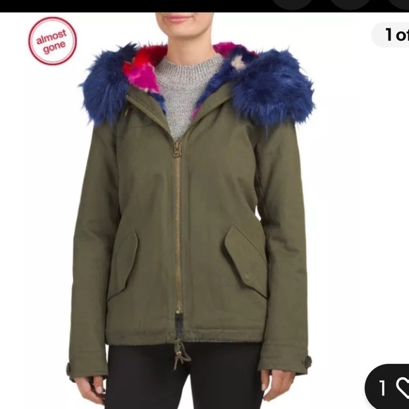 Belle Vere Military Faux Multicolored Fur Lining Hooded Parka in Olive Xs - Picture 4 of 8